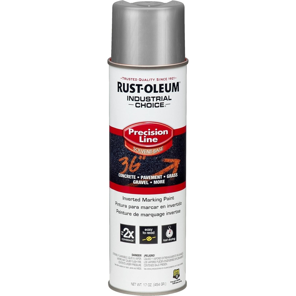 image:imageRustOleum Inverted Marking Spray WaterBased White M1600 System 17oz Inverted marking paint for pavement turf gravel amp utilities fastdry weatherresistant 12packSilver