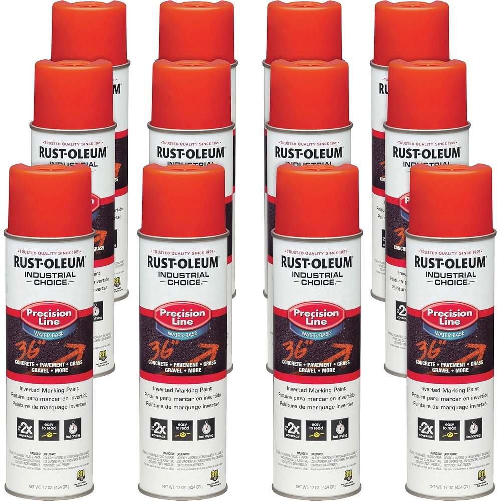 image:imageRustOleum Inverted Marking Spray WaterBased White  M1600 System 17oz Inverted marking paint for pavement turf gravel amp utilities fastdry weatherresistant 12packAPWA Alert Orange