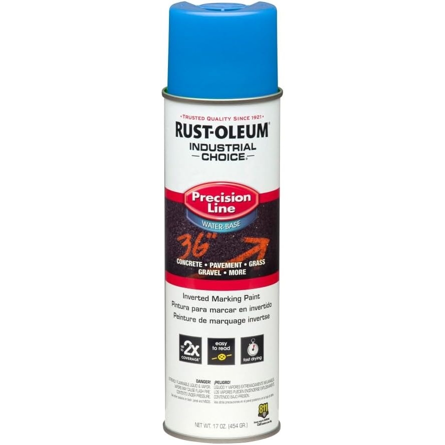 image:imageRustOleum Inverted Marking Spray WaterBased White  M1600 System 17oz Inverted marking paint for pavement turf gravel amp utilities fastdry weatherresistant 12packFluorescent Blue