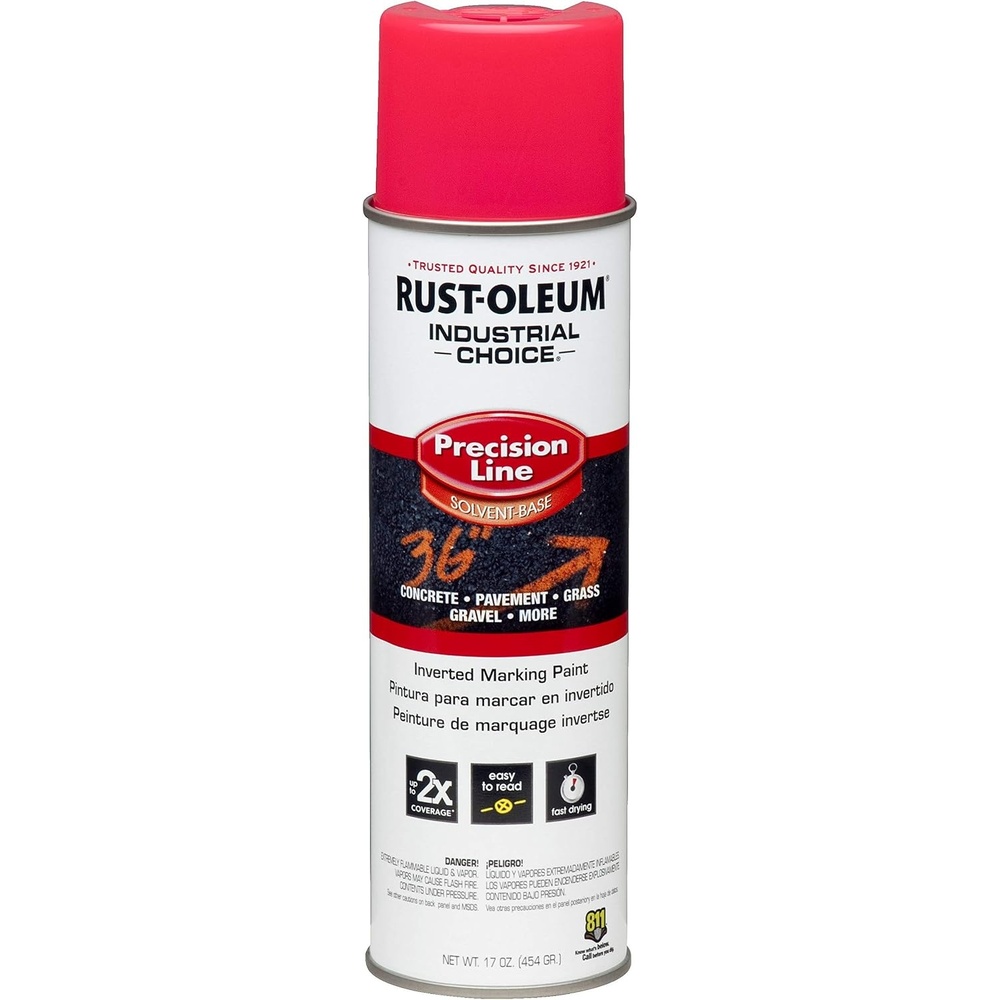 image:imageRustOleum Inverted Marking Spray WaterBased White M1600 System 17oz Inverted marking paint for pavement turf gravel amp utilities fastdry weatherresistant 12packFluorescent Pink