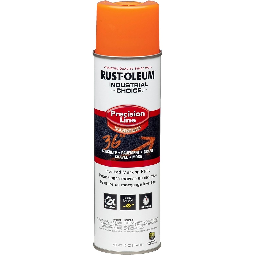 image:imageRustOleum Inverted Marking Spray WaterBased White  M1600 System 17oz Inverted marking paint for pavement turf gravel amp utilities fastdry weatherresistant 12packAPWA Orange
