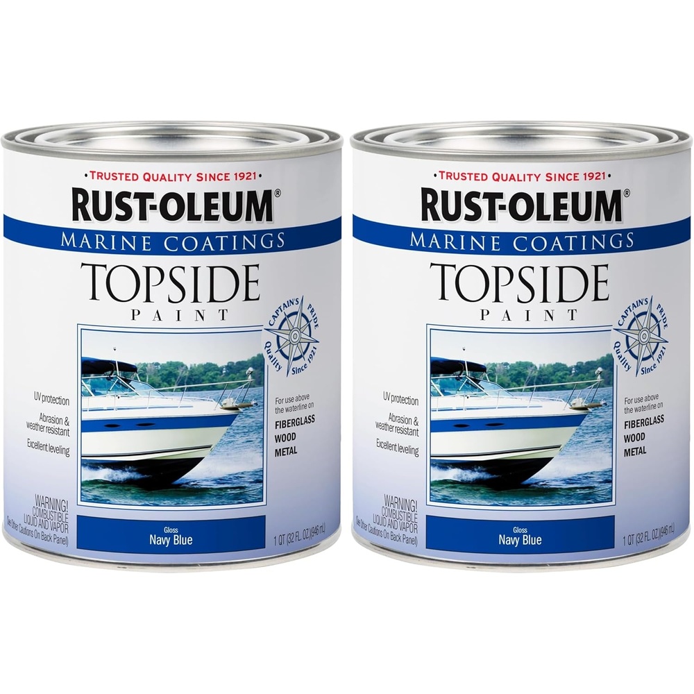 image:imageRustOleum Marine Topside SemiGloss White Boat Paint  Durable Marine Finish Fiberglass Wood amp Metal Surfaces UV amp Weather Resistance Above Waterline Use QuartNavy Blue