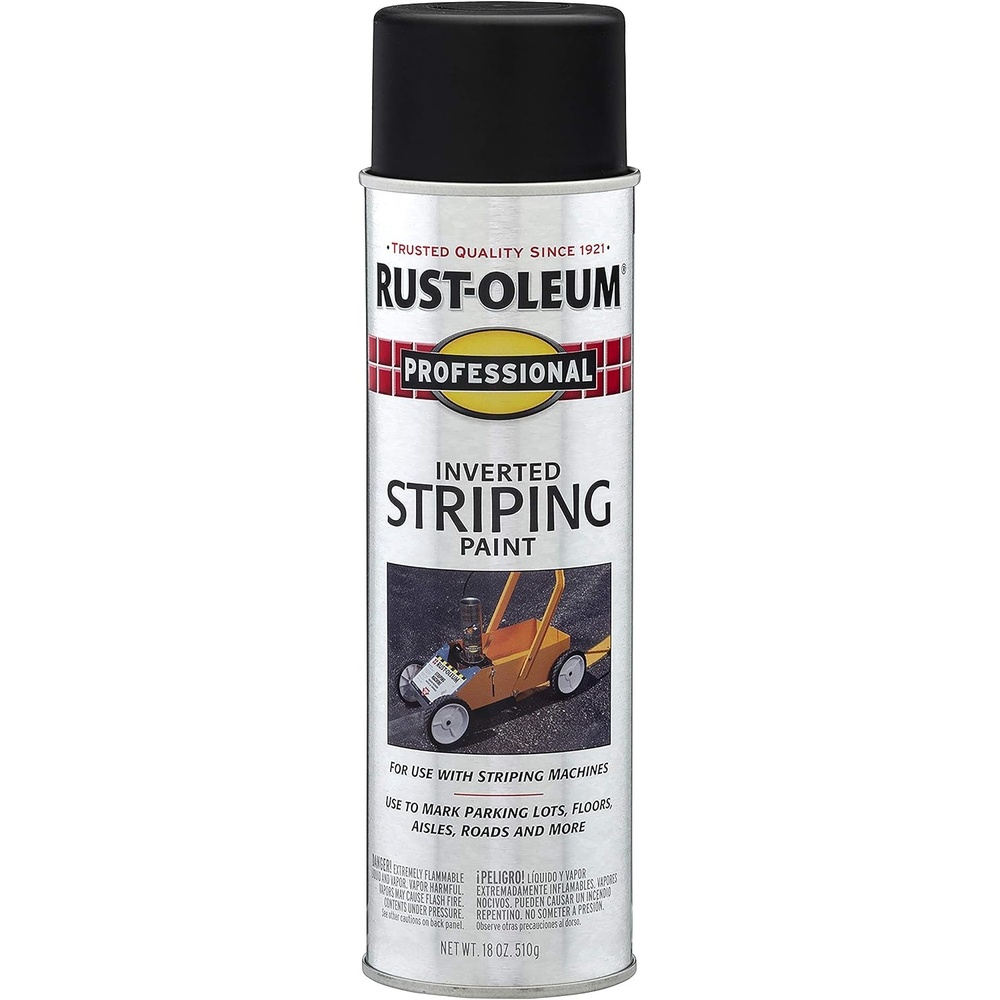 image:imageRustOleum Professional Inverted Striping White Spray Paint  Parking Lot Striping Athletic Field Marking High Visibility Lines Upside Down Spray System Durable Coverage 18 ozBlack