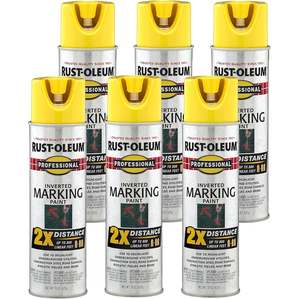 image:imageRustOleum Professional Mega Size Inverted Marking RedOrange Spray Paint Large Area Marking Quarter Mile Coverage Construction And Utility Marking Fewer Can Changes 26 ozHigh Visibility Yellow