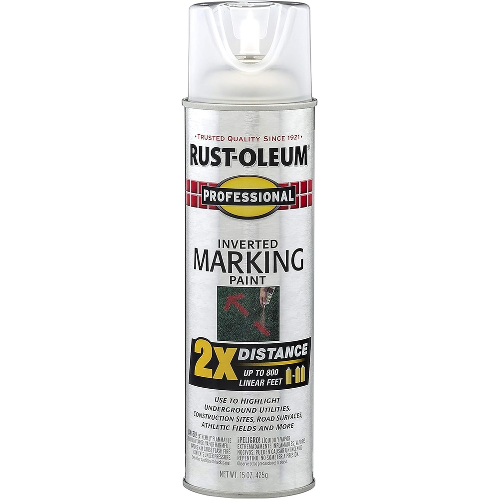 image:imageRustOleum Professional Mega Size Inverted Marking RedOrange Spray Paint Large Area Marking Quarter Mile Coverage Construction And Utility Marking Fewer Can Changes 26 ozClear