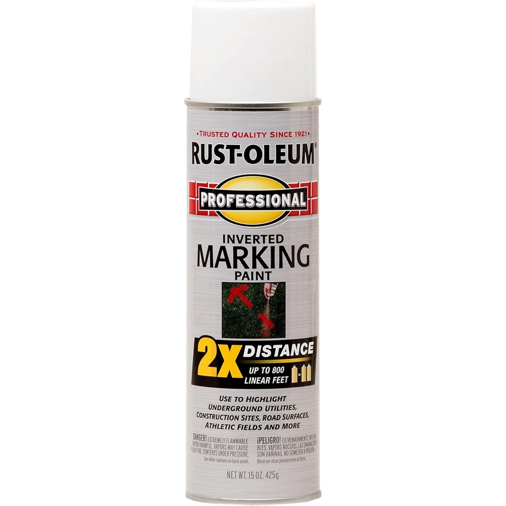 image:imageRustOleum Professional Mega Size Inverted Marking RedOrange Spray Paint Large Area Marking Quarter Mile Coverage Construction And Utility Marking Fewer Can Changes 26 ozWhite