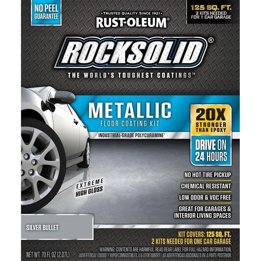 image:imageRustOleum RockSolid Metallic Copper Pot Garage Floor Coating 20X Stronger Than Epoxy Showroom Low VOC Formula Covers Up To 125 Sq Ft 70 OzSilver Bullet