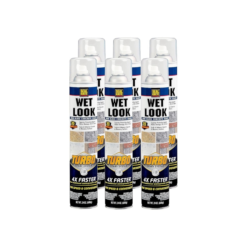 image:imageRustOleum SealKrete High Gloss Clear Wet Look Turbo Concrete Sealer Spray High Gloss Wet Look Finish Concrete Pavers And Masonry Protection Fast Spray Application 24 Oz24 oz Pack of 6