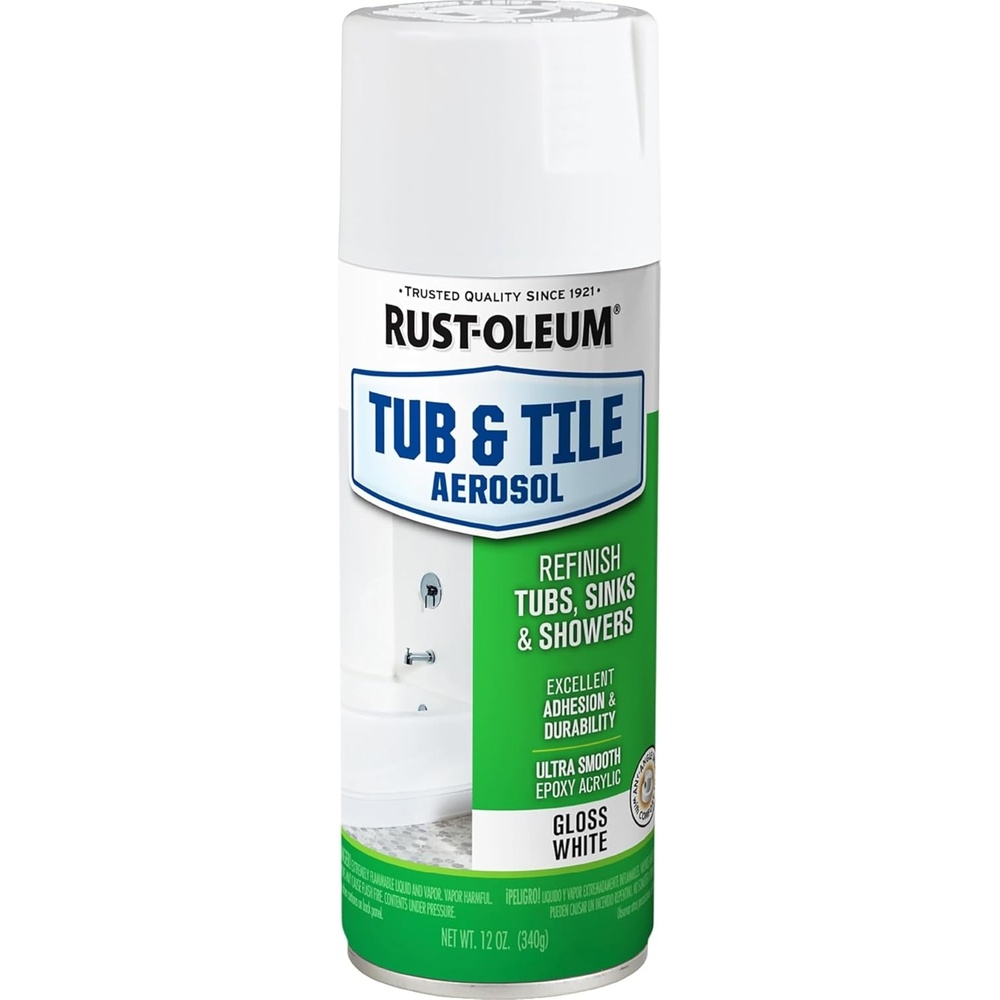 image:imageRustOleum Tub amp Tile White Spray Paint  Bathroom Surface Refresh Ceramic Porcelain Fiberglass Moisture Resistant Finish 12 OzWhite