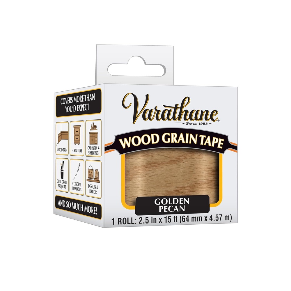 image:imageVarathane Wood Grain Tape Dark Walnut  Peel amp Stick Repair Solution Furniture amp Trim Restoration Covers Scratches amp Surface Damage Realistic Wood Look 15 FtGolden Pecan
