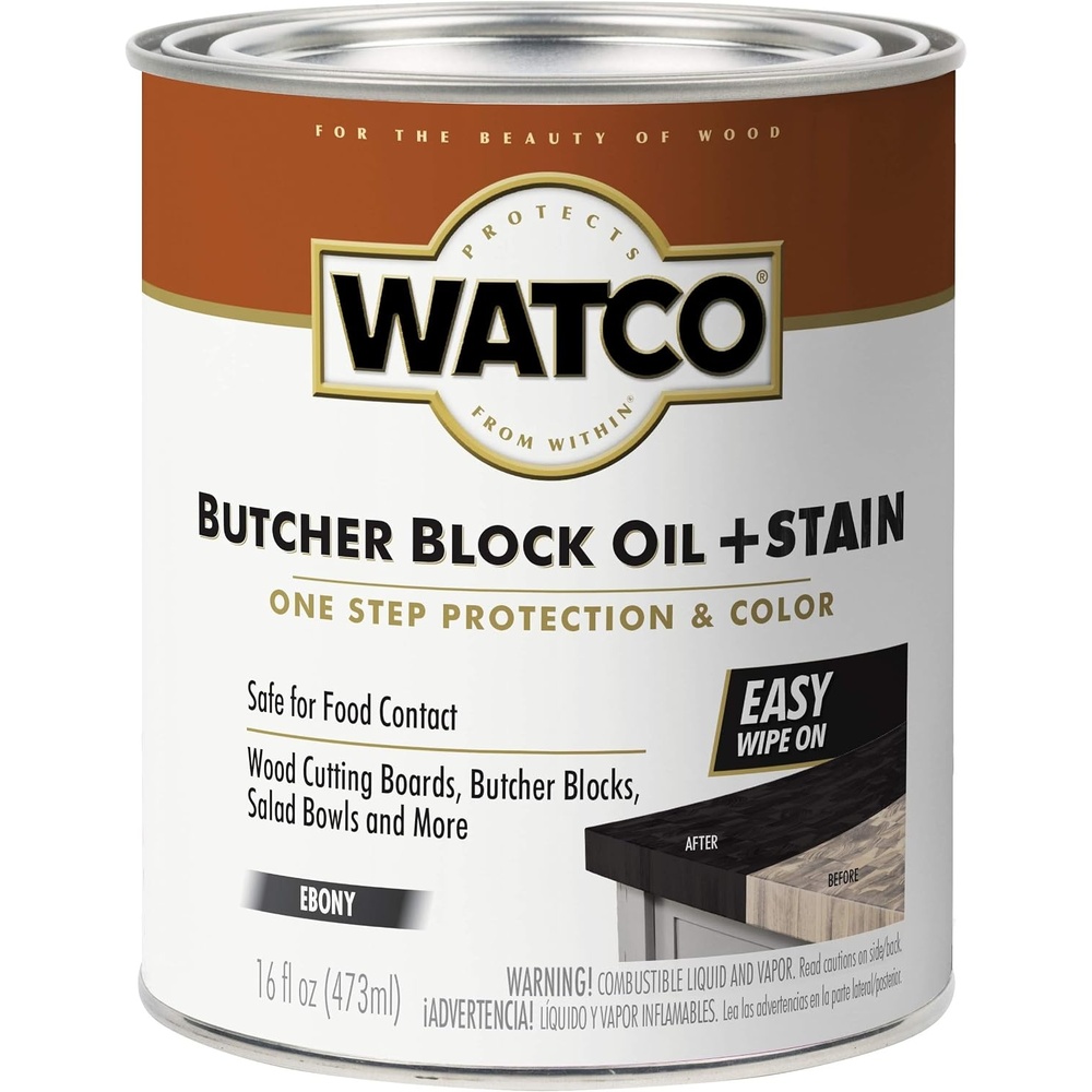 image:imageWatco Butcher Block Hazelnut Oil amp Finish  Food Safe Wood Finish Cutting Boards Wood Conditioner Easy WipeOn Formula PintEbony