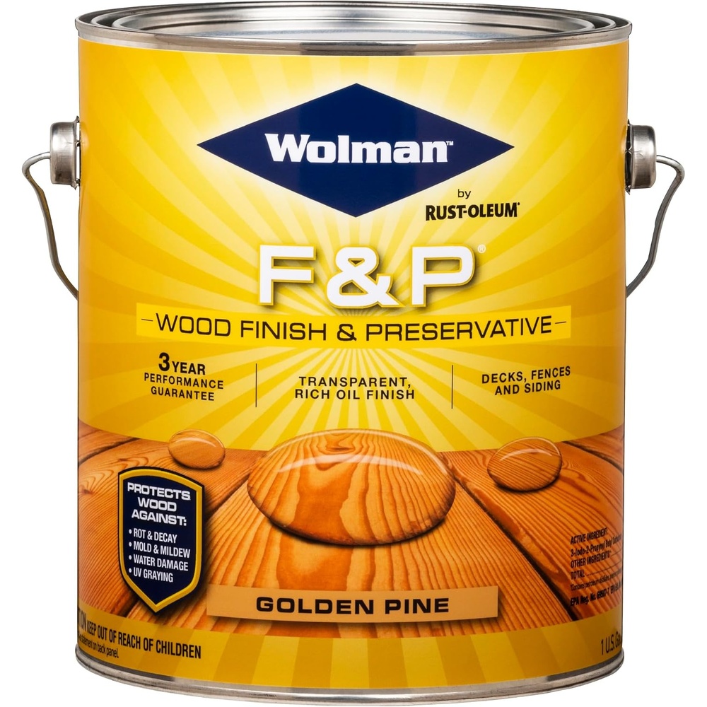 image:imageWolman 144164PK FampP OilBased Wood Finish amp Preservative Transparent Stain Gallon Cedar 4 PackGolden Pine