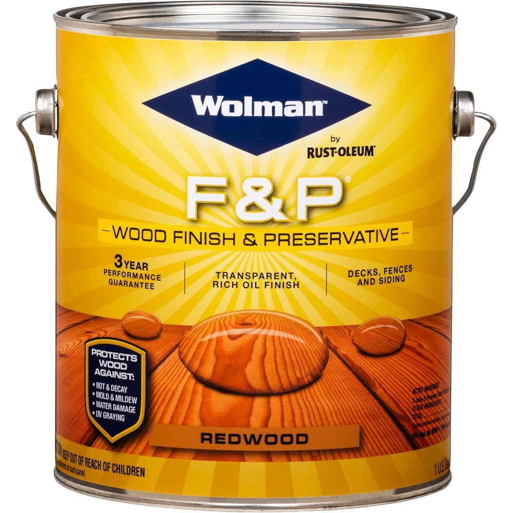 image:imageWolman 144164PK FampP OilBased Wood Finish amp Preservative Transparent Stain Gallon Cedar 4 PackRedwood