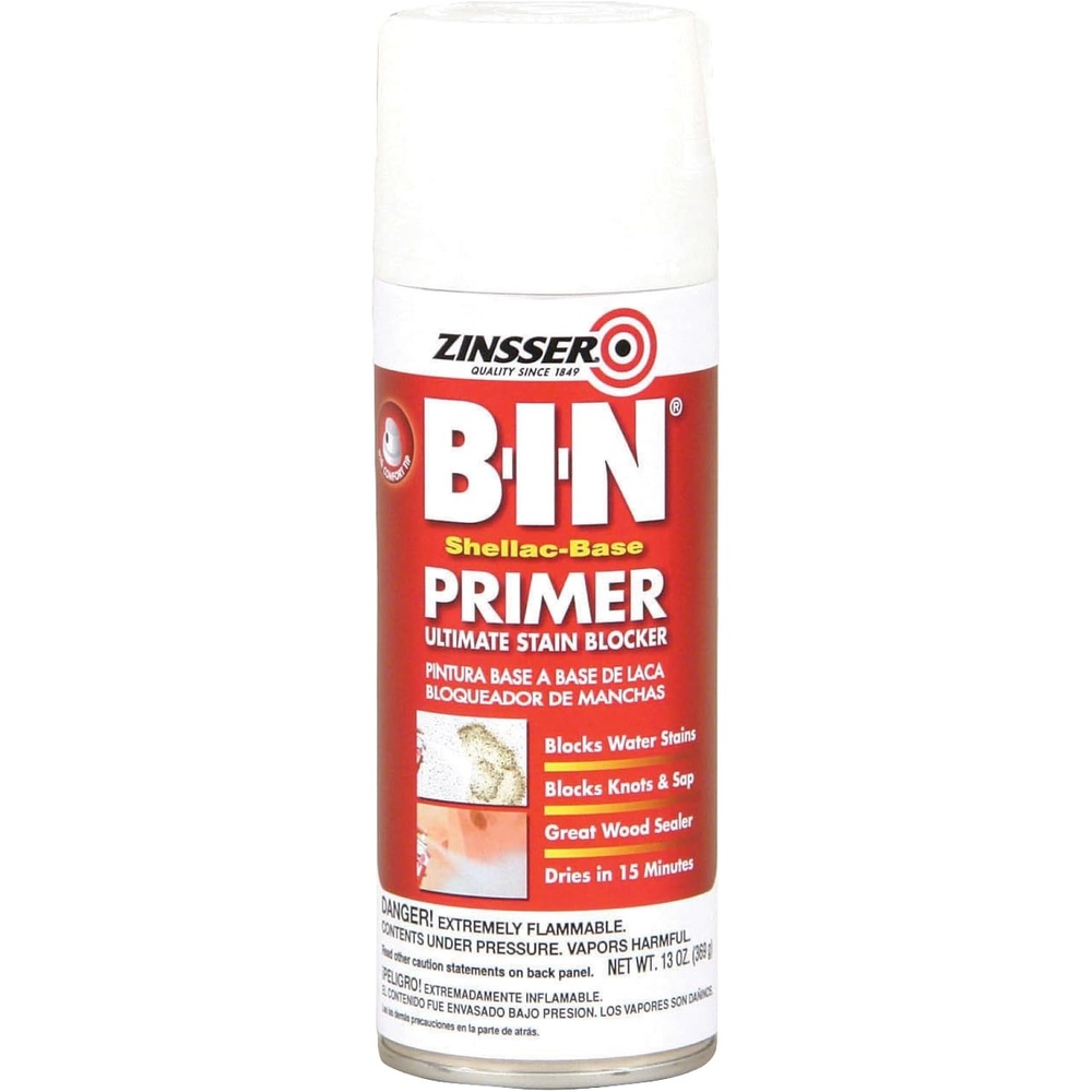 image:imageZinsser BIN Shellac PrimerSealer 26oz primersealer Blocks stains amp seals surfaces with superior adhesion for interiorexterior wood drywall amp metalWhite