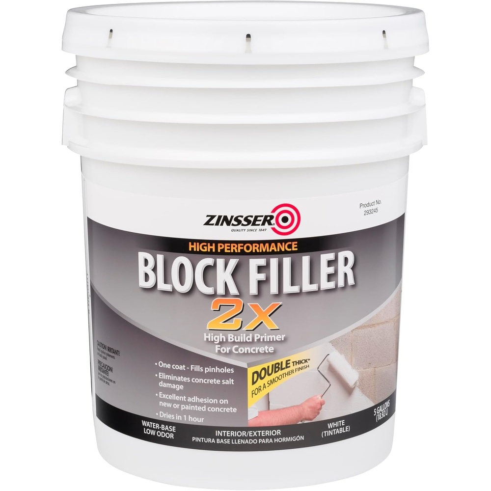 image:imageZinsser Block Filler Masonry Primer White 5 Gallon primersealer White Blocks stains amp seals surfaces with superior adhesion for interiorexterior wood drywall