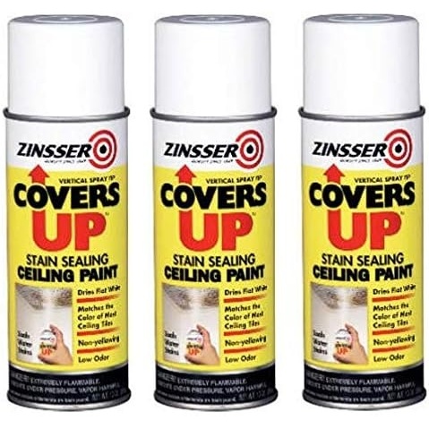 image:imageZinsser Covers Up Ceiling Paint amp Primer Spray White  Zinsser Covers Up ceiling spray 13oz Flat White Flatwhite stainblocking paint  primer hides water amp smoke stainsWhite Pack of 3