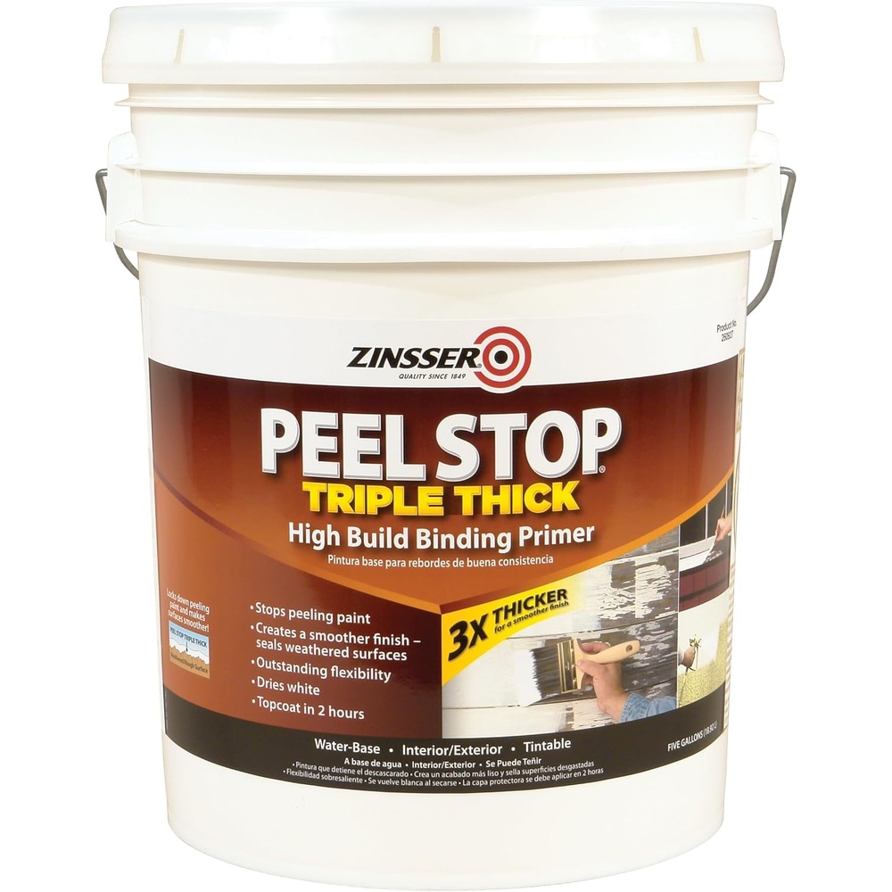 image:imageZinsser Peel Stop Triple Thick Binding Primer White  Zinsser Peel Stop Triple Thick binding primer Quart White Highbuild primer seals amp binds peeling cracked amp weathered640 Fl Oz Pack of 1