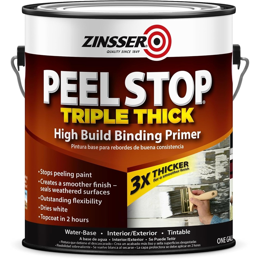 image:imageZinsser Peel Stop Triple Thick Binding Primer White  Zinsser Peel Stop Triple Thick binding primer Quart White Highbuild primer seals amp binds peeling cracked amp weathered128 Fl Oz Pack of 1