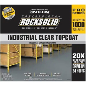 RockSolid Professional Industrial Floor High Gloss Clear Coating Kit | 20X Stronger Than Epoxy, Industrial Floor Protection, Chemical & Abrasion Resistance, Commercial & Garage, Covers 1000 Sq Ft(Clear)