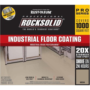 RockSolid Professional Industrial Floor High Gloss Clear Coating Kit | 20X Stronger Than Epoxy, Industrial Floor Protection, Chemical & Abrasion Resistance, Commercial & Garage, Covers 1000 Sq Ft(Mocha)