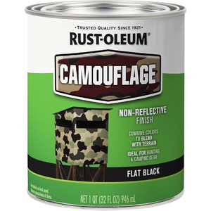 Rust-Oleum Camouflage Flat Deep Forest Green Paint | Non-Reflective Finish, Hunting Blinds And Equipment, Outdoor Concealment Coating, Quart(Flat Black)