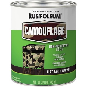 Rust-Oleum Camouflage Flat Deep Forest Green Paint | Non-Reflective Finish, Hunting Blinds And Equipment, Outdoor Concealment Coating, Quart(Flat Earth Brown)