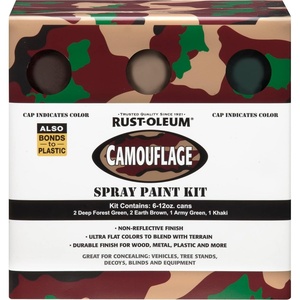 Rust-Oleum Camouflage Spray Paint Kit | Non-Reflective Finish, Tree Stands, Hunting Equipment, Colors Blend With Terrain, 6 Assorted Colors