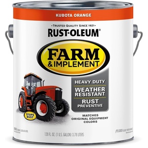 Rust-Oleum Farm & Implement Ford Gray Spray Paint | Tractor Touch Up Paint, Equipment Restoration, Fade Resistant Color, Fast Dry Formula, Farm Equipment Finish, 12 oz(Kubota Orange)