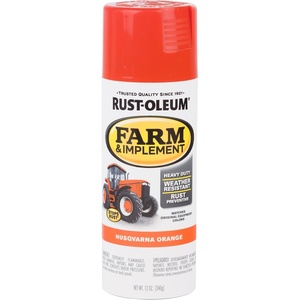 Rust-Oleum Farm & Implement Ford Gray Spray Paint | Tractor Touch Up Paint, Equipment Restoration, Fade Resistant Color, Fast Dry Formula, Farm Equipment Finish, 12 oz(Husqvarna Orange)