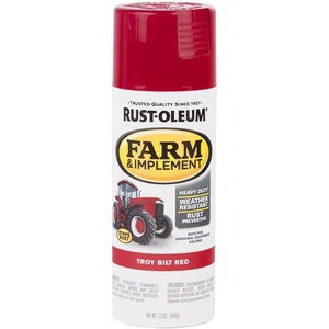 Rust-Oleum Farm & Implement Ford Gray Spray Paint | Tractor Touch Up Paint, Equipment Restoration, Fade Resistant Color, Fast Dry Formula, Farm Equipment Finish, 12 oz(Troy Bilt Red)