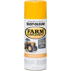Rust-Oleum Farm & Implement Ford Gray Spray Paint | Tractor Touch Up Paint, Equipment Restoration, Fade Resistant Color, Fast Dry Formula, Farm Equipment Finish, 12 oz(Transport Yellow)