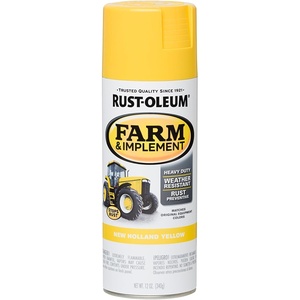 Rust-Oleum Farm & Implement Ford Gray Spray Paint | Tractor Touch Up Paint, Equipment Restoration, Fade Resistant Color, Fast Dry Formula, Farm Equipment Finish, 12 oz(New Holland Yellow)
