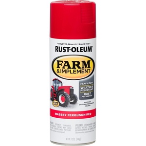 Rust-Oleum Farm & Implement Ford Gray Spray Paint | Tractor Touch Up Paint, Equipment Restoration, Fade Resistant Color, Fast Dry Formula, Farm Equipment Finish, 12 oz(Massey Ferguson Red)