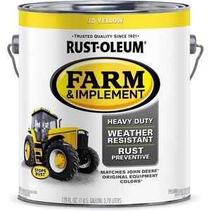Rust-Oleum Farm & Implement Ford Gray Spray Paint | Tractor Touch Up Paint, Equipment Restoration, Fade Resistant Color, Fast Dry Formula, Farm Equipment Finish, 12 oz(JD Yellow)