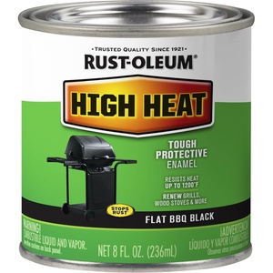 Rust-Oleum High Heat Flat BBQ Black Protective Enamel Paint | Up To 1200°F Protection, Grills Stoves And Smokers, Rust Resistant Finish, Indoor Outdoor Use, Quart(Bar-B-Que Black)
