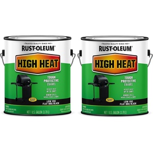 Rust-Oleum High Heat Flat BBQ Black Protective Enamel Paint | Up To 1200°F Protection, Grills Stoves And Smokers, Rust Resistant Finish, Indoor Outdoor Use, Quart(Low VOC Flat BBQ Black)