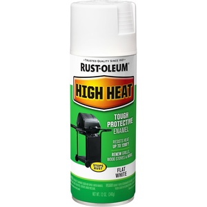 Rust-Oleum High Heat Flat Bar-B-Que Black Enamel Spray Paint | Up To 1200°F Protection, Grills, Smokers & Stoves, Rust Resistant Finish, Corrosion Resistant, 12 Oz(White)