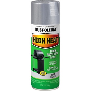 Rust-Oleum High Heat Flat Bar-B-Que Black Enamel Spray Paint | Up To 1200°F Protection, Grills, Smokers & Stoves, Rust Resistant Finish, Corrosion Resistant, 12 Oz(Silver)