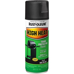 Rust-Oleum High Heat Flat Bar-B-Que Black Enamel Spray Paint | Up To 1200°F Protection, Grills, Smokers & Stoves, Rust Resistant Finish, Corrosion Resistant, 12 Oz(Bar-B-Que Black)