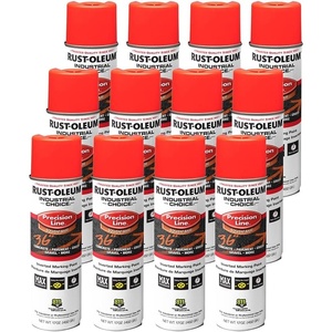 Rust-Oleum Inverted Marking Spray, Water-Based, White | M1600 System, 17oz. Inverted marking paint for pavement, turf, gravel & utilities; fast-dry, weather-resistant. 12-pack.(Fluorescent Red-Orange)