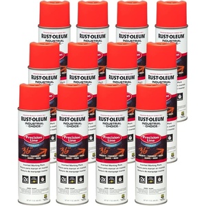 Rust-Oleum Inverted Marking Spray, Water-Based, White | M1600 System, 17oz. Inverted marking paint for pavement, turf, gravel & utilities; fast-dry, weather-resistant. 12-pack.(Fluorescent Red/Orange)