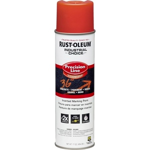 Rust-Oleum Inverted Marking Spray, Water-Based, White | M1600 System, 17oz. Inverted marking paint for pavement, turf, gravel & utilities; fast-dry, weather-resistant. 12-pack.(Fluorescent Red)