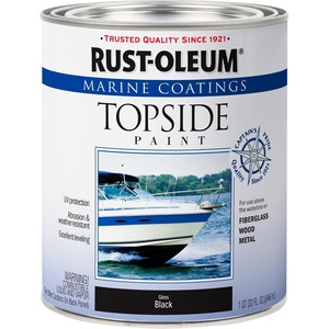 Rust-Oleum Marine Topside Semi-Gloss White Boat Paint | Durable Marine Finish, Fiberglass, Wood & Metal Surfaces, UV & Weather Resistance, Above Waterline Use, Quart(Black)