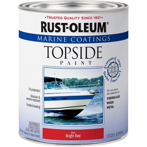 Rust-Oleum Marine Topside Semi-Gloss White Boat Paint | Durable Marine Finish, Fiberglass, Wood & Metal Surfaces, UV & Weather Resistance, Above Waterline Use, Quart(Bright Red)