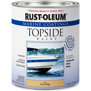 Rust-Oleum Marine Topside Semi-Gloss White Boat Paint | Durable Marine Finish, Fiberglass, Wood & Metal Surfaces, UV & Weather Resistance, Above Waterline Use, Quart(Sand Beige)