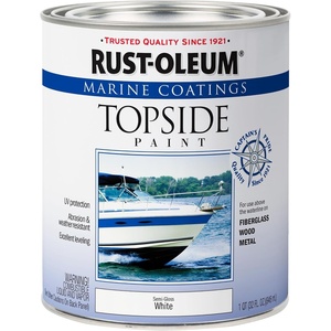Rust-Oleum Marine Topside Semi-Gloss White Boat Paint | Durable Marine Finish, Fiberglass, Wood & Metal Surfaces, UV & Weather Resistance, Above Waterline Use, Quart(Semi-Gloss White)