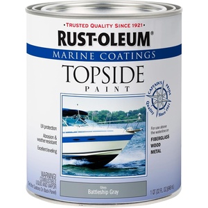 Rust-Oleum Marine Topside Semi-Gloss White Boat Paint | Durable Marine Finish, Fiberglass, Wood & Metal Surfaces, UV & Weather Resistance, Above Waterline Use, Quart(Battleship Gray)