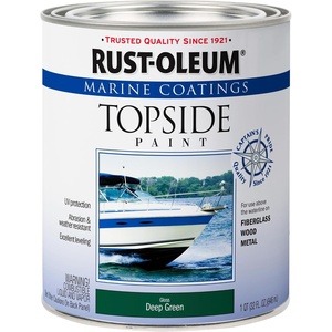 Rust-Oleum Marine Topside Semi-Gloss White Boat Paint | Durable Marine Finish, Fiberglass, Wood & Metal Surfaces, UV & Weather Resistance, Above Waterline Use, Quart(Deep Green)