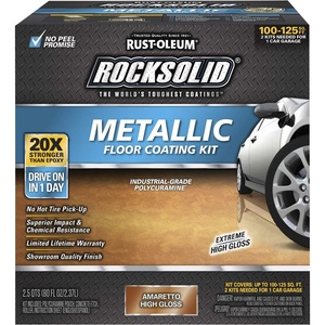 Rust-Oleum RockSolid Metallic Copper Pot Garage Floor Coating | 20X Stronger Than Epoxy, Showroom Low VOC Formula, Covers Up To 125 Sq Ft, 70 Oz(Amaretto)