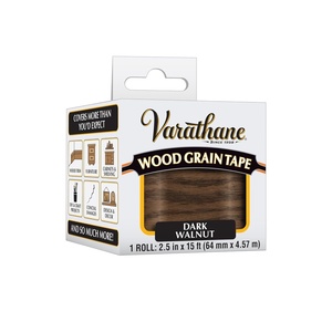 Varathane Wood Grain Tape, Dark Walnut | Peel & Stick Repair Solution, Furniture & Trim Restoration, Covers Scratches & Surface Damage, Realistic Wood Look, 15 Ft(Dark Walnut)